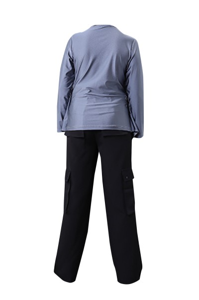 Custom-made Latin dance competition dance clothes, design solid color V-neck dance clothes, dance clothes suit supplier SKDO001 side view